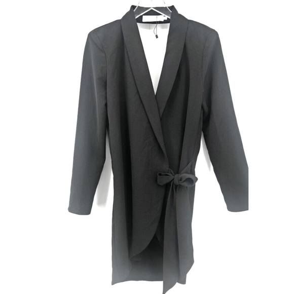 ASTR the Label Mini Dress Graciela Front Wrap Tie Suit Black XS New $138 - Picture 2 of 10